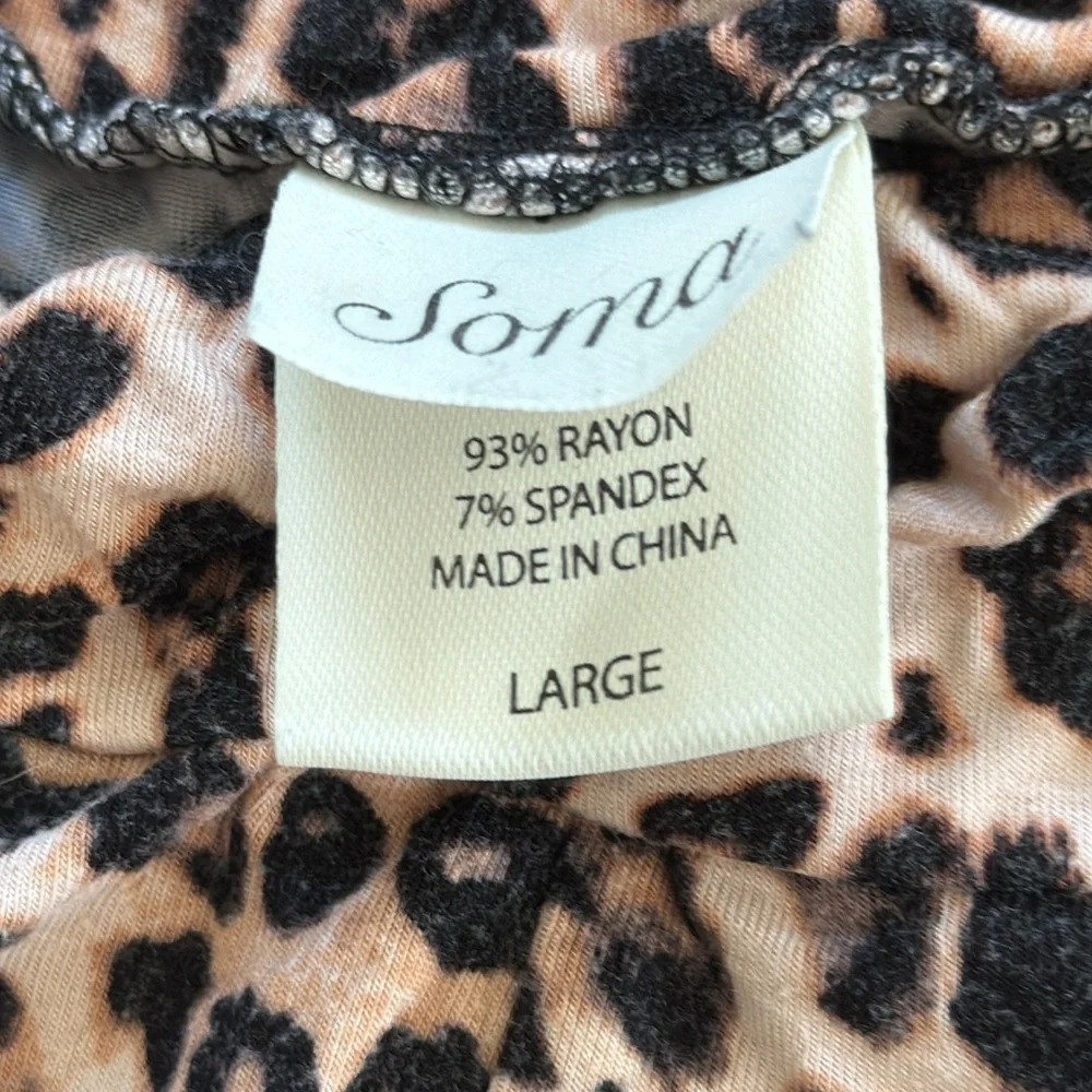 Soma Black Long Sleeve Top with Leopard Print Pajama Pants - Picture 5 of 5